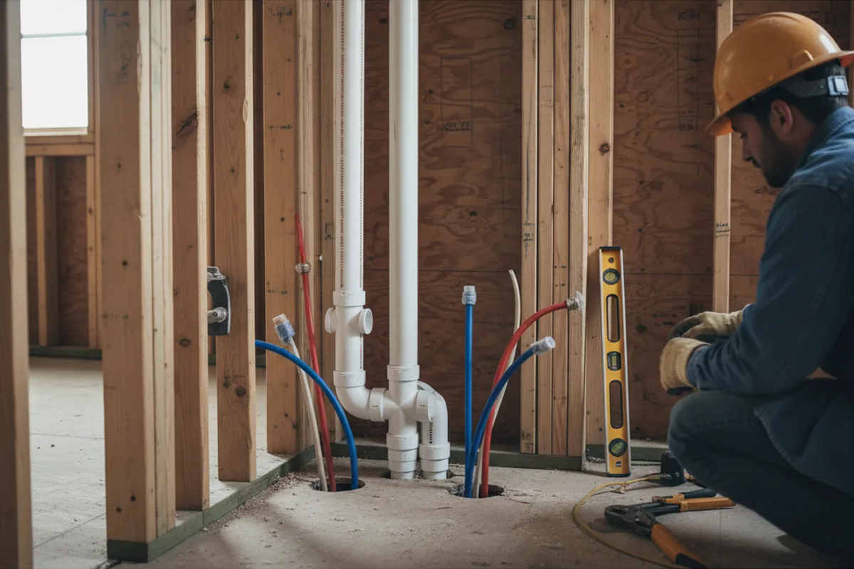 Drain and supply rough-in during Sump Pump Repair in Geneva